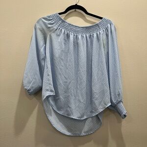 Express Blue Smocked Relaxed Blouse